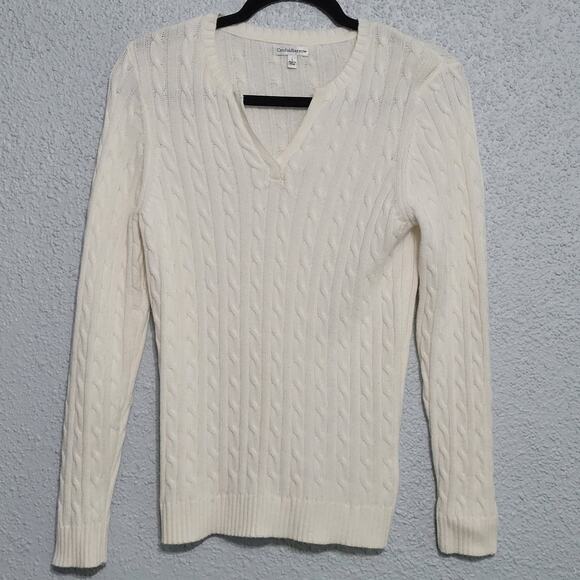 Croft & Barrow Womens Cable Knit Sweater Size L University Holiday Prep Academia - Picture 1 of 8
